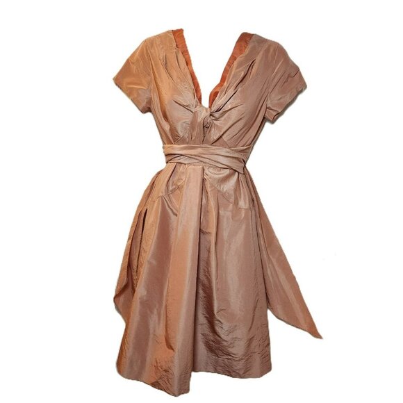 NWT J.Crew Silk Blend Dupioni Dress Size 2 | Blush Pink Short Sleeve Tie Waist - Picture 1 of 11